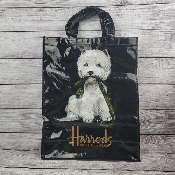 HARRODS London Knightsbridge Westie Logo Shopping Tote Bag 14" - Picture 1 of 5